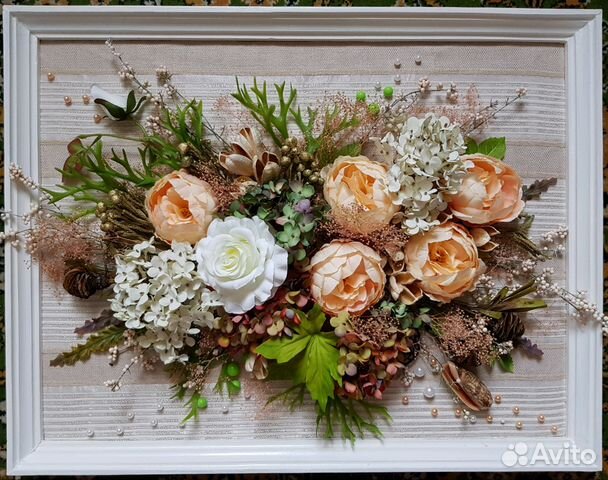 Композиции из цветов, коллажи, картины на холсте м