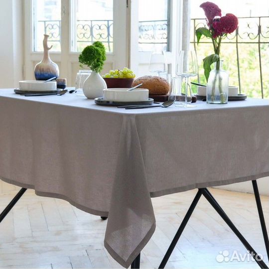 Скатерть Этель ECO, цвет серый, 130х220 см, 70 хл