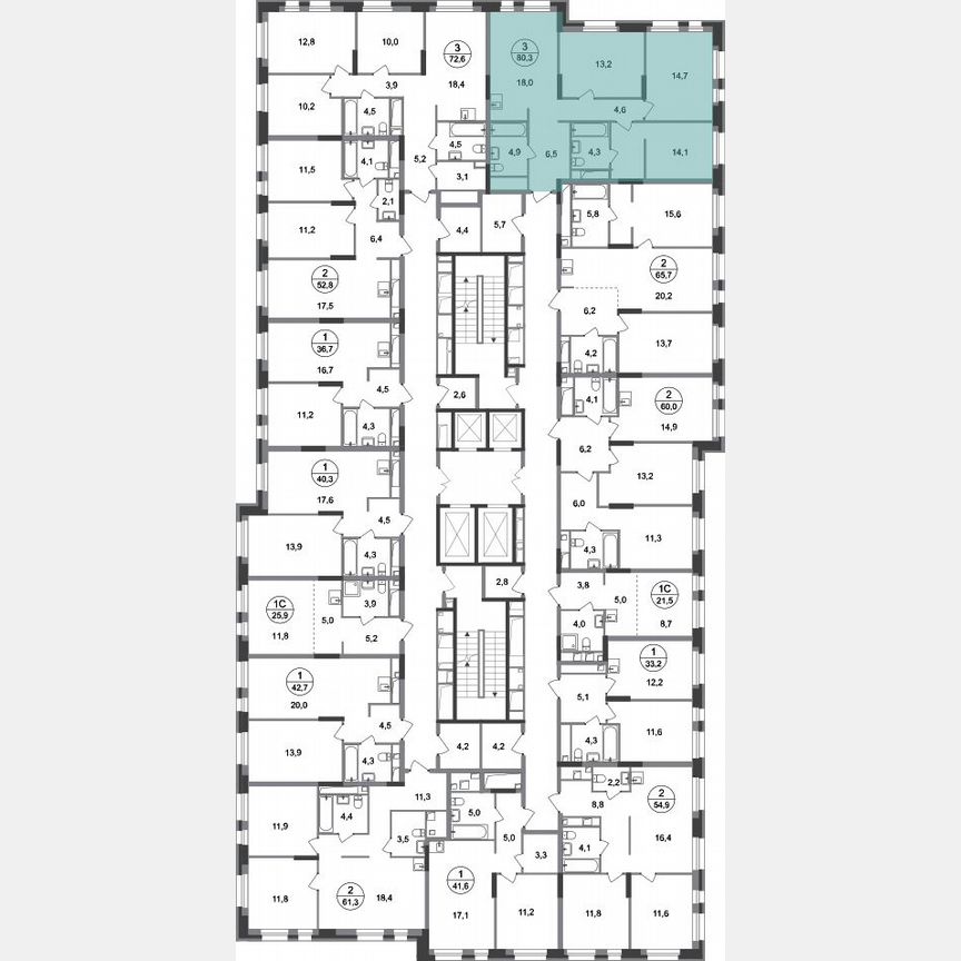 3-к. квартира, 80,3 м², 13/20 эт.