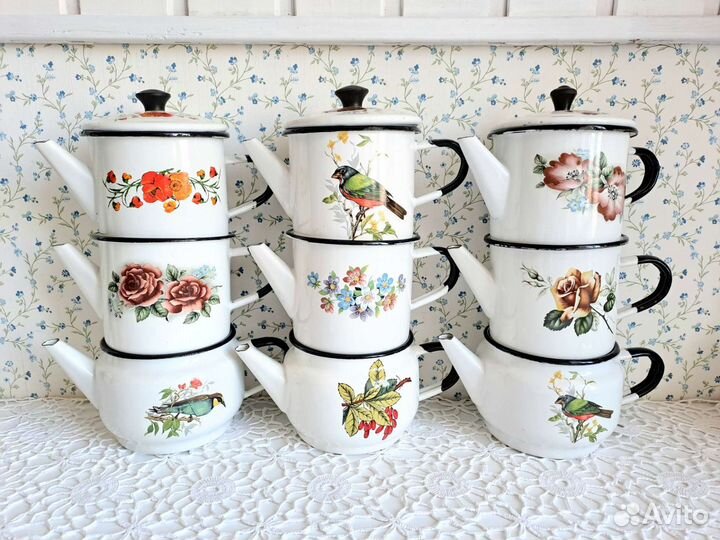 Чайники эмалированные СССР, посуда винтаж