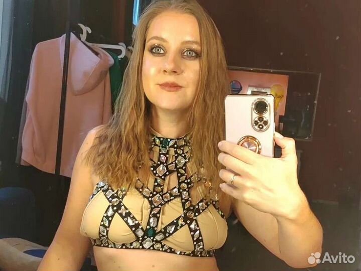 Портупея со стразами pole dance high heels