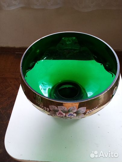 Ваза для фруктов на ножке цветное стекло СССР