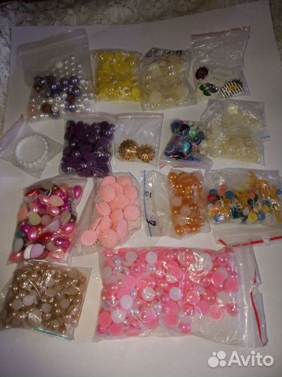 Атласные ленты, полубусины, кружева и другое