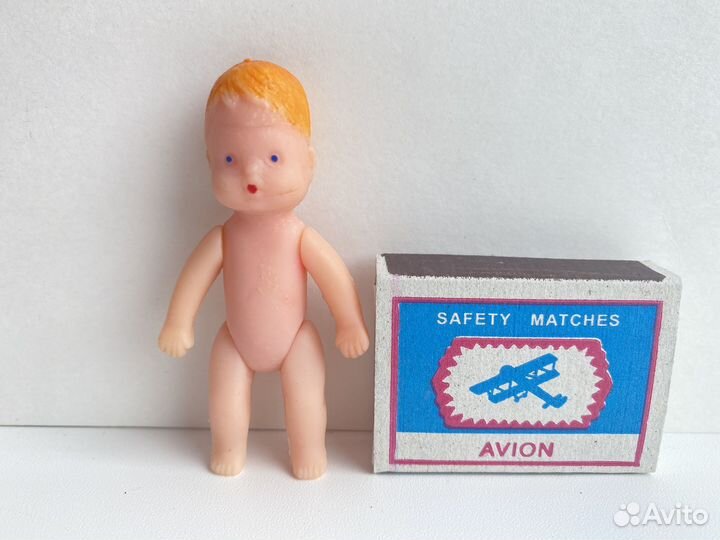Пупсик резиновый миниатюрный, пупс мини 7,5 см 70е