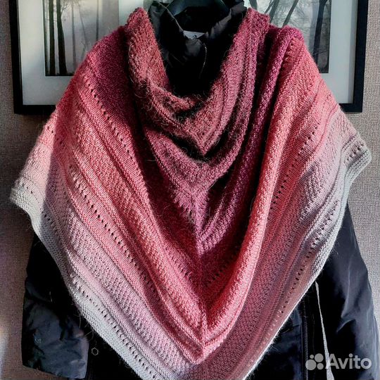 Бактус, косынка, шаль, вязаный