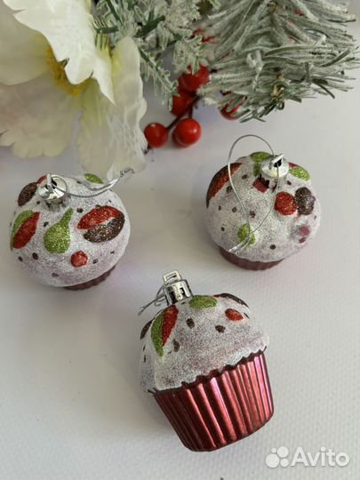 Елочные игрушки кекс маффины новые
