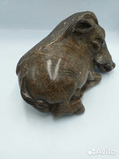 Большой антикварный кабан мыльный камень африка