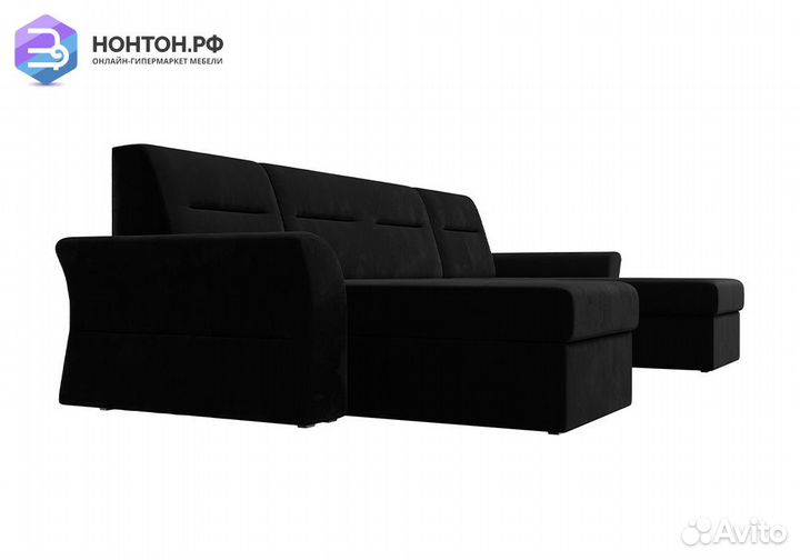Диван п-образный дельфин Клайд микровельвет чёрный