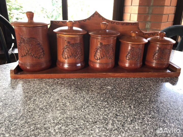 Банки деревянные для сыпучих. Набор. Новые. СССР