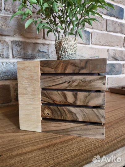 Декоративные деревянные горшочки