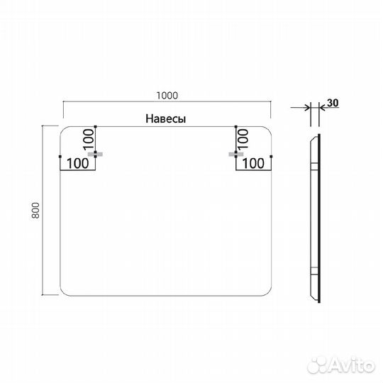Зеркало LED VLM-3MA100 1000х800 c сенсорным выклю