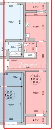 1-к. квартира, 53 м², 10/19 эт.