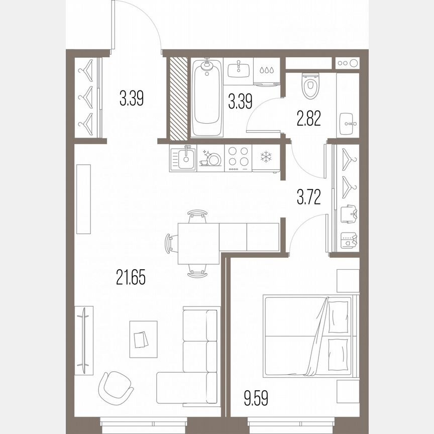 1-к. квартира, 44,6 м², 9/10 эт.