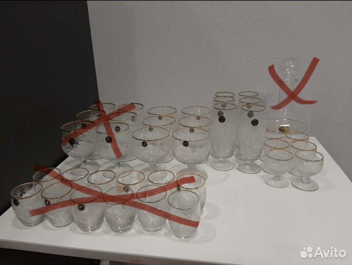 Набор рюмок и фужеров гусевский хрустальный завод