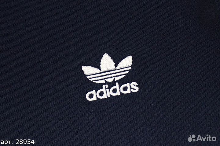 Свитшот Adidas темно синий с полосками на рукавах