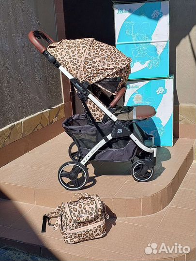 Коляска Baballo 2023 leopard (на белом)