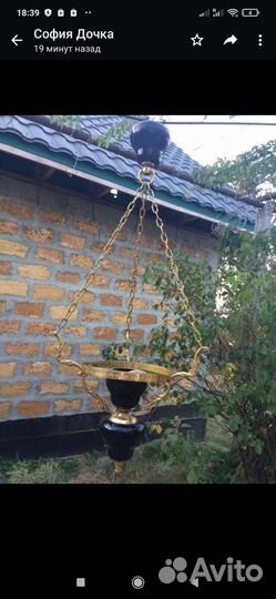 Светильник подвесной стиль лампада винтаж позолота