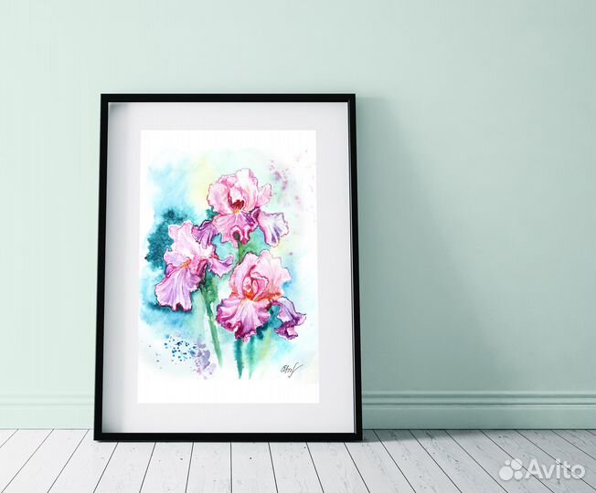 Картина акварелью Ирисы