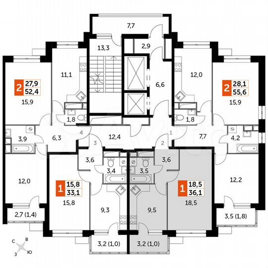 1-к. квартира, 36,1 м², 5/18 эт.