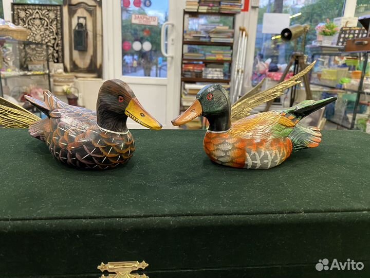 Деревянная скульптура утка ручная работа винтаж