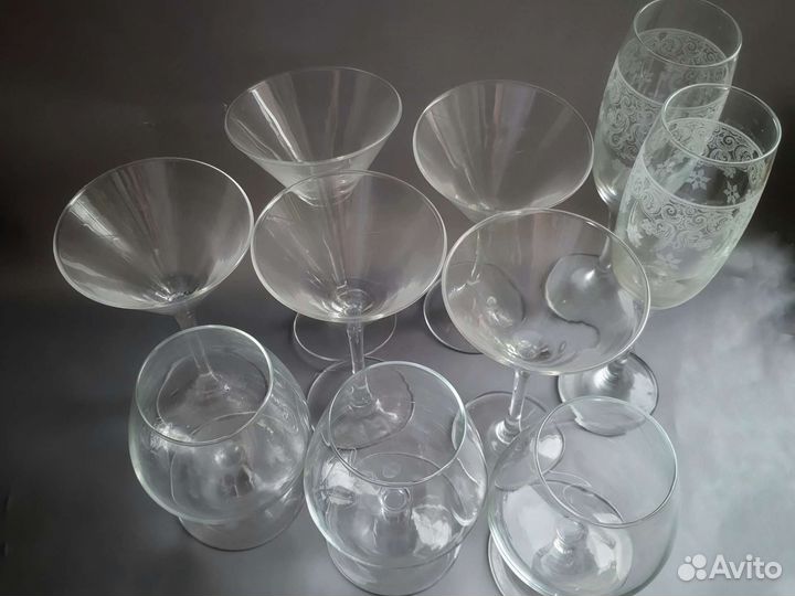 Стеклянные бокалы для шампанского мартини коньяка