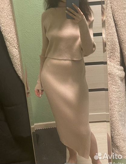 Трикотажный комплект свитер zara