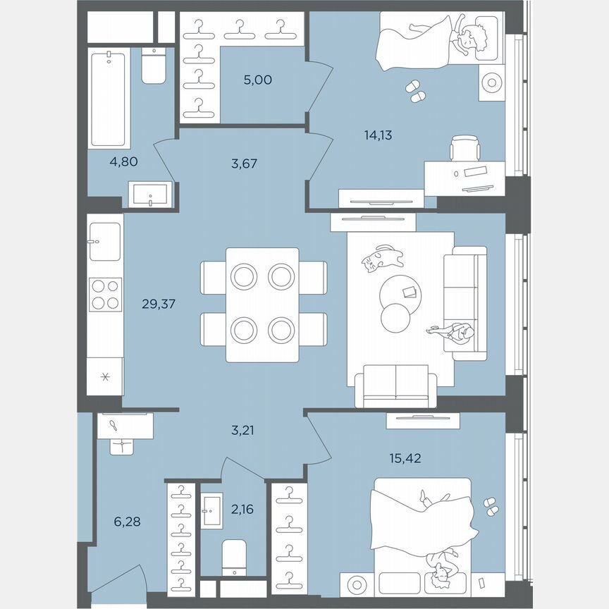 2-к. квартира, 84 м², 49/51 эт.