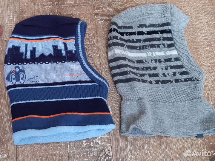 Шлемы, ушанка трикотажная с шарфом, краги