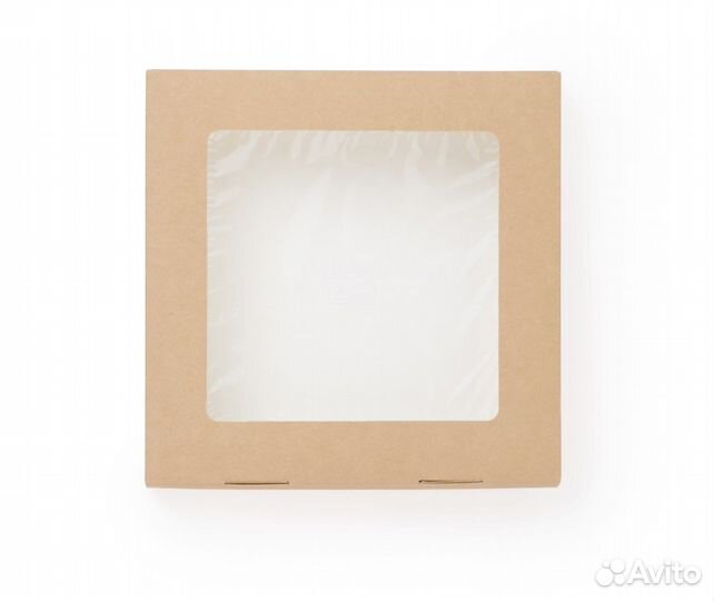 Коробка с окошком крафт 200х200х40