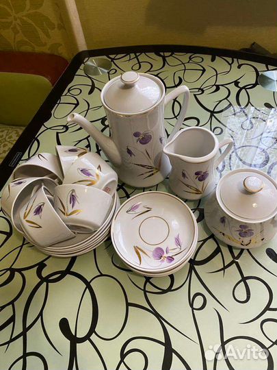 Винтажный фарфоровый Рижский кофейный сервиз