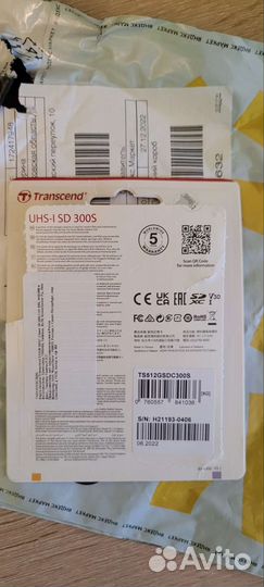 Новая, карта памяти Transcend sdxc 512 гб Class 10