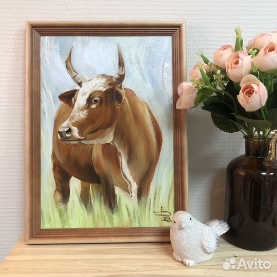 Картина маслом с рамкой «В поле»