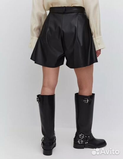 Новые шорты кожаные экокожа черные