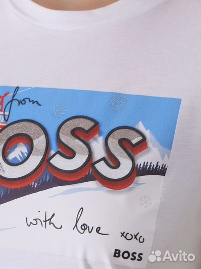 Футболка хлопковая с принтом boss