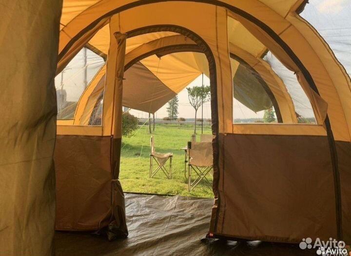 Палатка туристическая 6 местная с тамбуром + навес