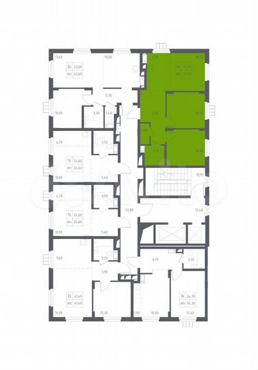 3-к. апартаменты, 52,1 м², 8/17 эт.