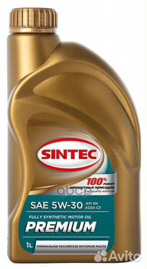 Sintec premium SAE 5W-30 API SN, acea C3 1л