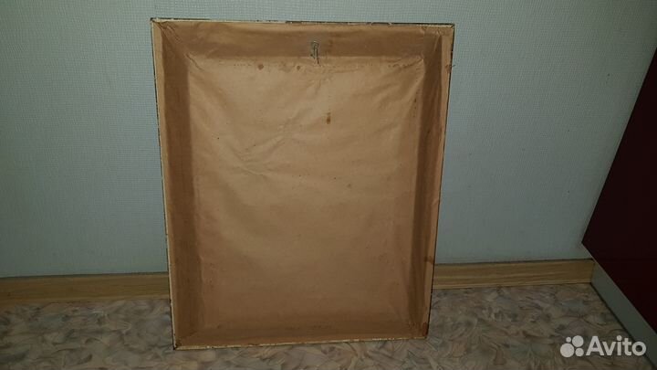 Картина шелкография СССР сельский пейзаж