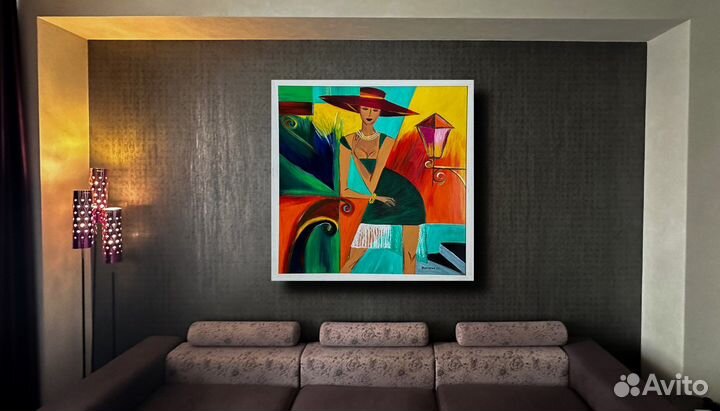 Картина для интерьера, кубизм 1*1 м, акрил