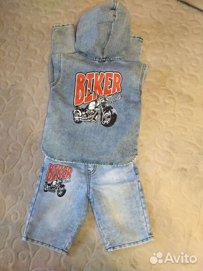 Джинсовая ветровка и шорты на мальчика 104 размер