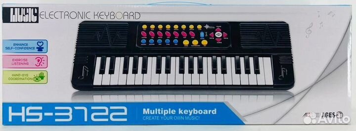 Синтезатор music electronic keyboard HS3722A с мик