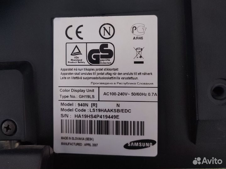 Монитор Samsung syncmaster 940n