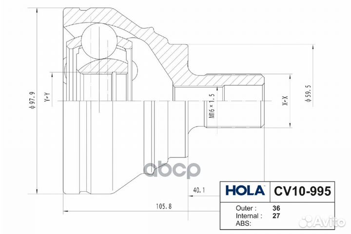 ШРУС наружный, левый/правый CV10995 hola