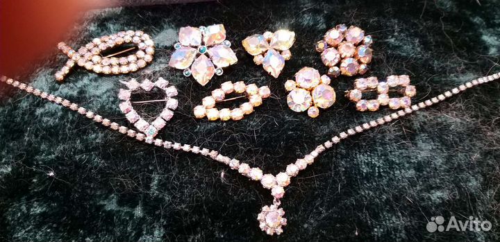 Брошь, клипсы винтаж СССР aurora borealis