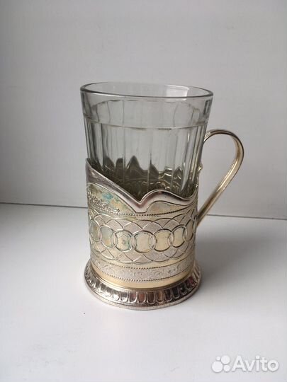 Подстаканник и граненый стакан СССР