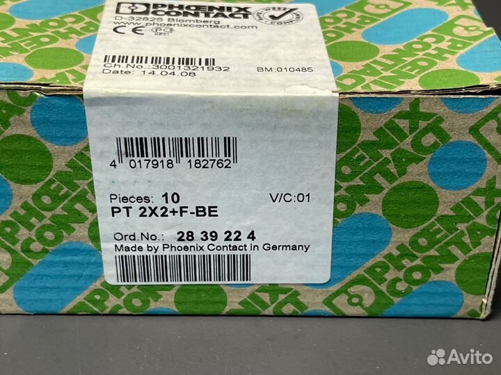 Phoenix contact PT 2x2+F-BE 2839224 новый, 10 шт