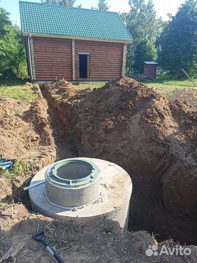 Септик, выгребная яма, кессон из бетонных колец