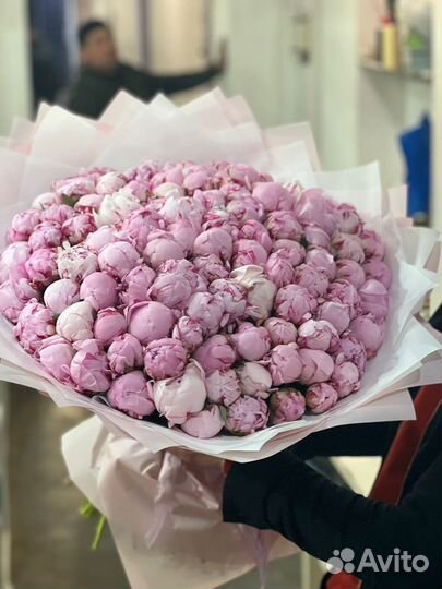 101шт Пион/ розы/ гипсофила/ Букет/ цветы