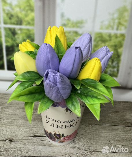 Мыло ручной работы тюльпаны