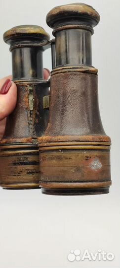 Бинокль кожа латунь, антикварный нач. XX в.Н1828 О